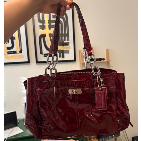 Coach Handbags - Coach Hamptons Weekend Red Patent Leather Tote Shoulder Bag F17355 f5
